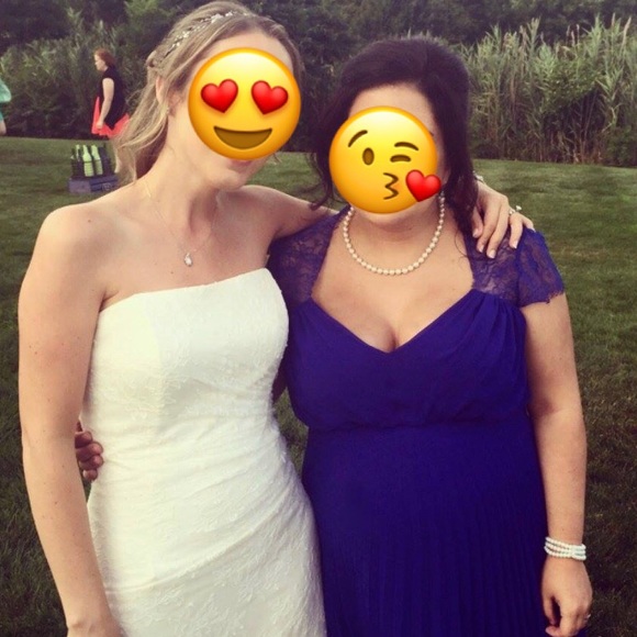 ASOS | Blue Maternity Pleated Midi Dress with Lace - Picture 8 of 8